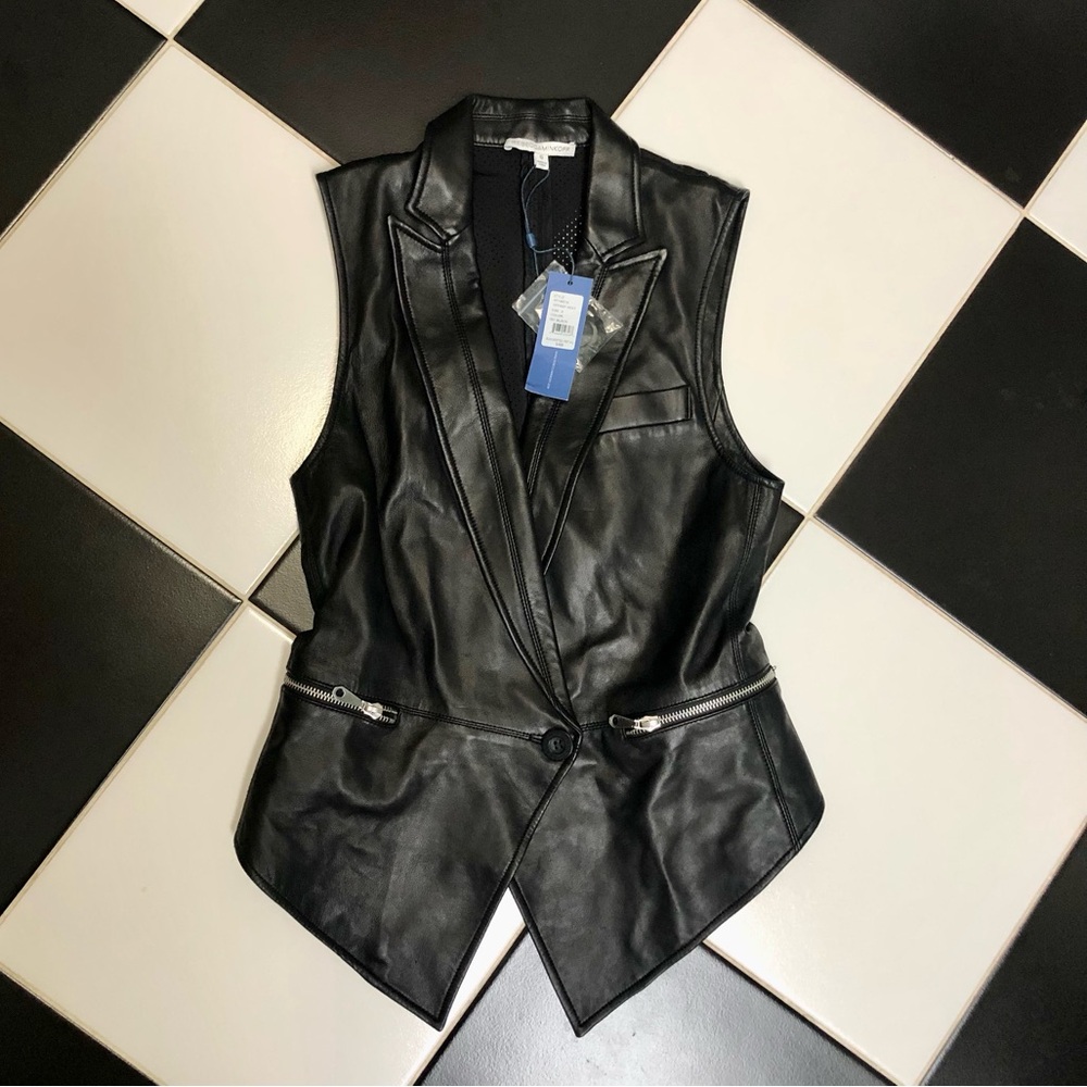 NWT Rebecca Minkoff Tiffany Vest Genuine Leather Utility Moto Biker Grunge sz 0